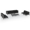vidaXL 8-tlg. Garten-Lounge-Set mit Kissen Poly Rattan Dunkelgrau
