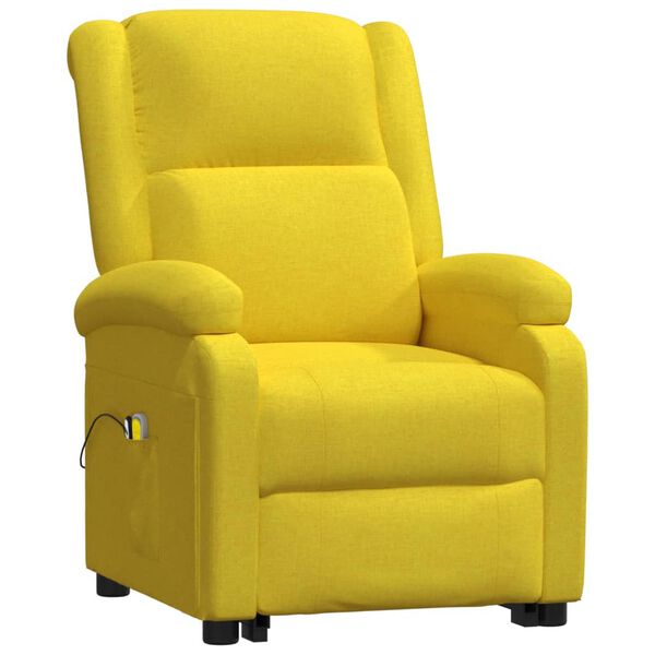 vidaXL Massagesessel mit Aufstehhilfe Hellgelb Stoff