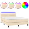 vidaXL Boxspringbett mit Matratze & LED Creme 140x200 cm Stoff