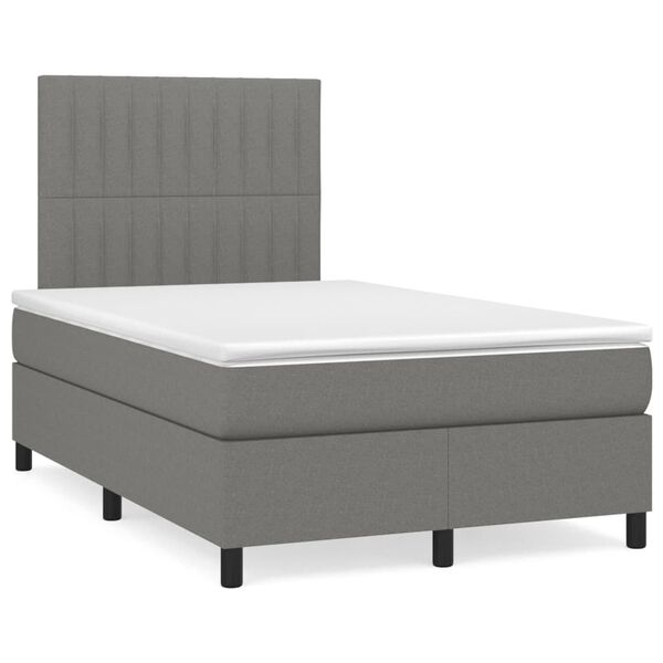 vidaXL Boxspringbett mit Matratze & LED Dunkelgrau 120x190 cm Stoff