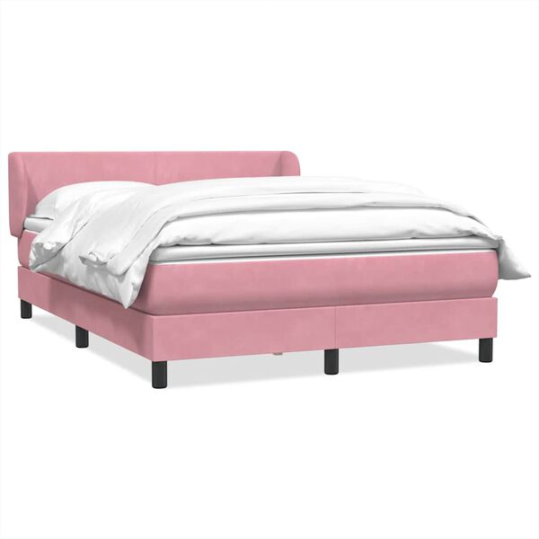 vidaXL Boxspringbett mit Matratze Rosa 140x210 cm Samt