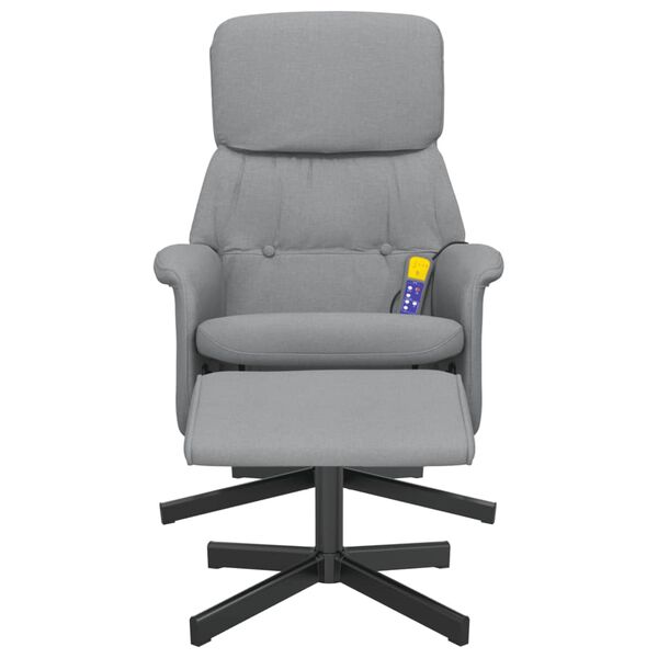 vidaXL Massagesessel mit Fu&szlig;hocker Hellgrau Stoff