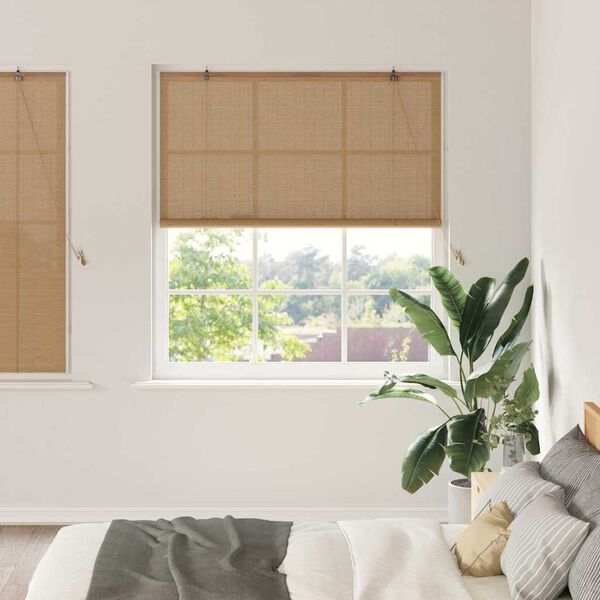vidaXL Rollo mit Vorh&auml;ngen Braun 150 x 160 cm Bambus
