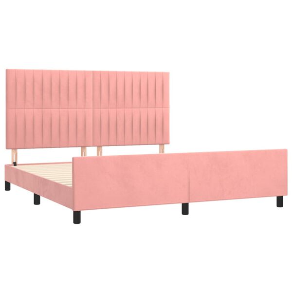 vidaXL Bettgestell mit Kopfteil Rosa 180x200 cm Samt