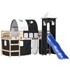 vidaXL Kinderhochbett mit Turm Wei&szlig; & Schwarz 90x190 cm Kiefernholz
