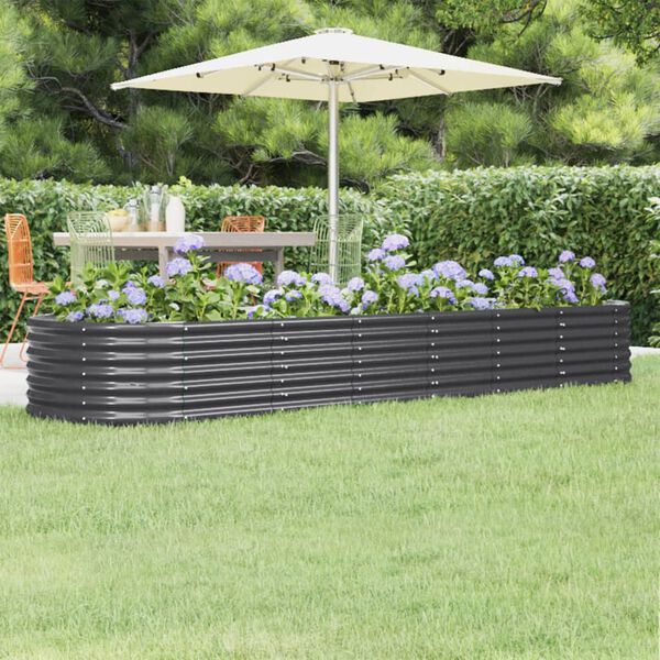 vidaXL Hochbeet Verzinkter Stahl 296x80x36 cm Anthrazit