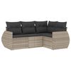 vidaXL 4-tlg. Garten-Sofagarnitur mit Kissen Hellgrau Poly Rattan