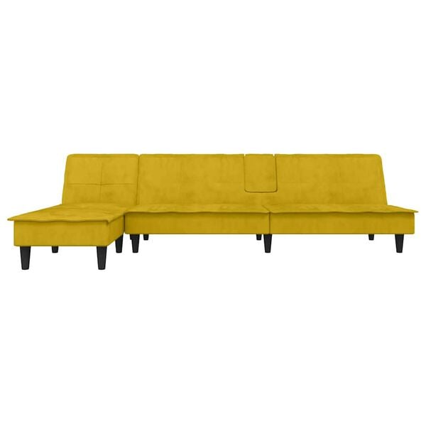 vidaXL Schlafsofa in L-Form Gelb 255x140x70 cm Samt