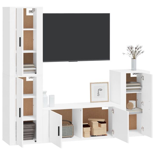 vidaXL 4-tlg. TV-Schrank-Set Wei&szlig; Holzwerkstoff