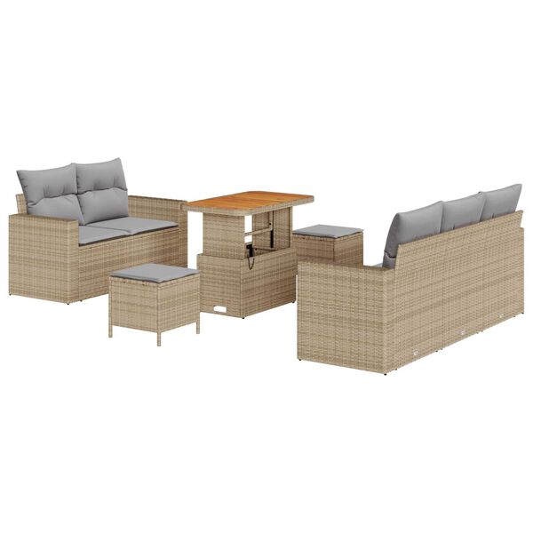 vidaXL Gartensofa-set mit Kissen 8 pcs Beige Poly-Rattan