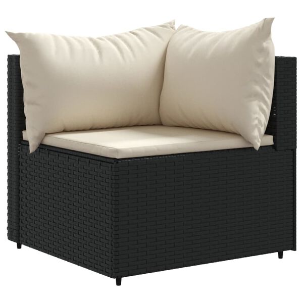 vidaXL 11-tlg. Garten-Lounge-Set mit Kissen Schwarz Poly Rattan