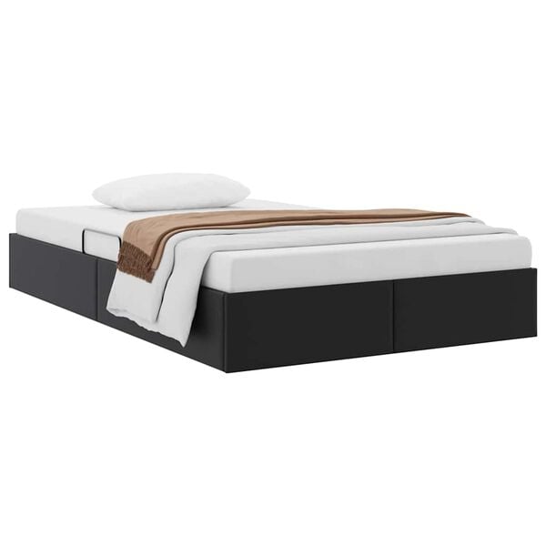 vidaXL Aufbewahrungsbett mit Matratze Schwarz 120 x 190 cm Kunstleder