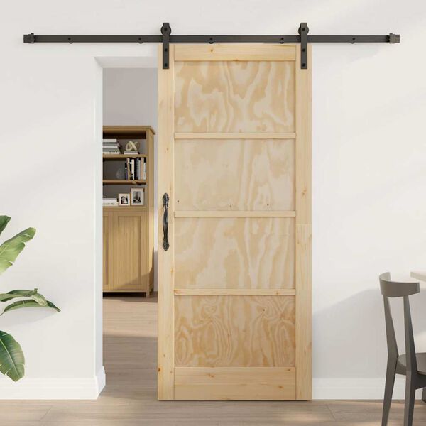 vidaXL Schiebet&uuml;r Braun 86 x 198,5 cm Massives Kiefernholz