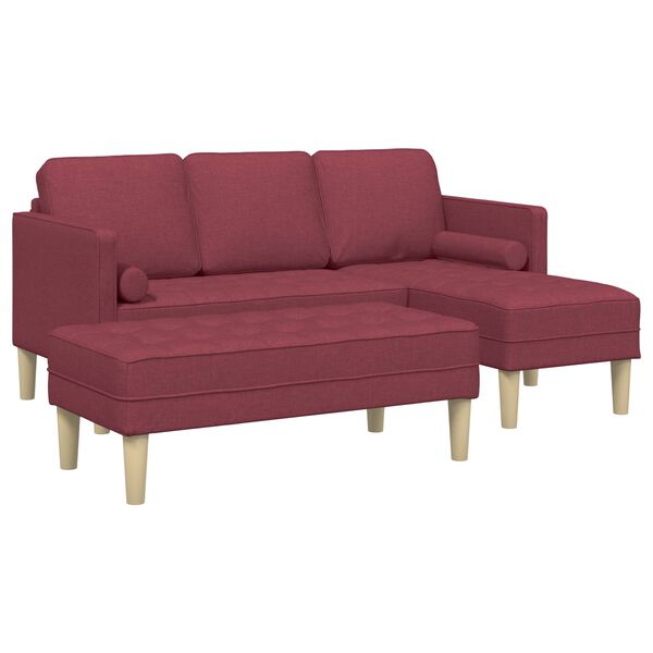 vidaXL Sofa Set mit Kissen 2 pcs Weinrot Polyester