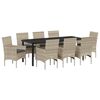 vidaXL Garten Essgruppe 9 Stk. Hellgrau Poly-Rattan