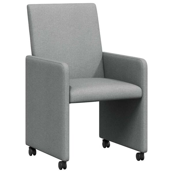 vidaXL Esszimmerst&uuml;hle mit Rollen 2 pcs Hellgrau 57 x 66 x 94 cm Stoff