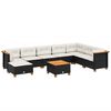vidaXL 9-tlg. Garten-Sofagarnitur mit Kissen Schwarz Poly Rattan