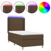 vidaXL Boxspringbett mit Matratze & LED Dunkelbraun 90x190 cm Stoff