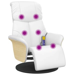 vidaXL Massagesessel mit Fu&szlig;teil Wei&szlig; Kunstleder
