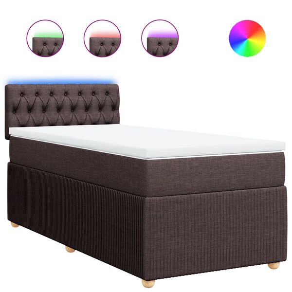 vidaXL Boxspringbett mit Matratze Dunkelbraun 100x200 cm Stoff