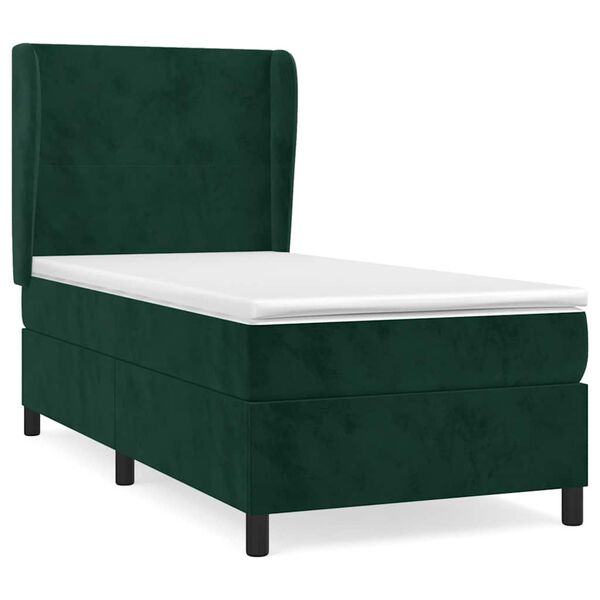 vidaXL Boxspringbett mit Matratze Dunkelgr&uuml;n 100x200 cm Samt