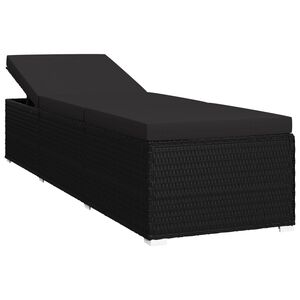 vidaXL Sonnenliege mit Auflage Poly Rattan Schwarz