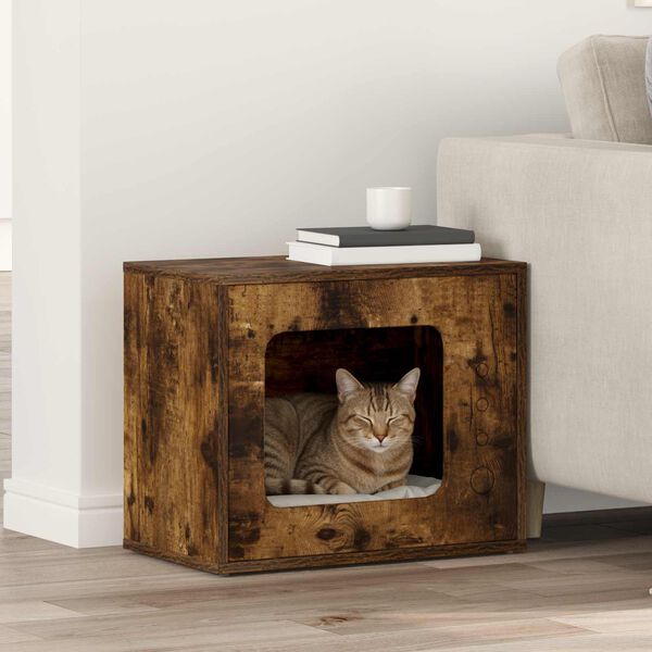 vidaXL Katzenhaus Ger&auml;ucherte Eiche 51 x 30 x 42,5 cm Holzwerkstoff