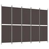 vidaXL 5-tlg. Paravent Braun 250x180 cm Stoff