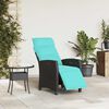 vidaXL Gartensessel mit Beistelltisch Verstellbar Schwarz Poly Rattan