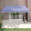 vidaXL Markise Einziehbar Blau und Wei&szlig; 4x3 m Stoff und Aluminium