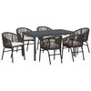 vidaXL Garten Essgruppe 7 pcs Braun Poly-Rattan
