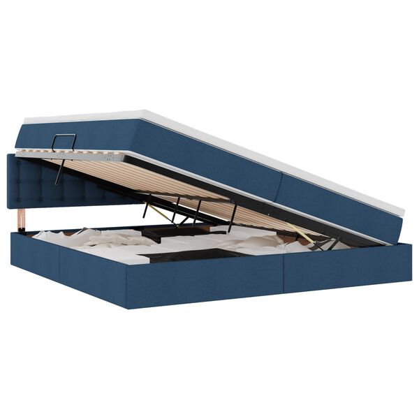 vidaXL Aufbewahrungsbett mit Matratze Blau 200 x 200 cm Holzwerkstoff