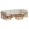 vidaXL Outdoor-Sofagarnitur 8 stk. Nat&uuml;rlich und Cremwei&szlig; Poly-Rattan