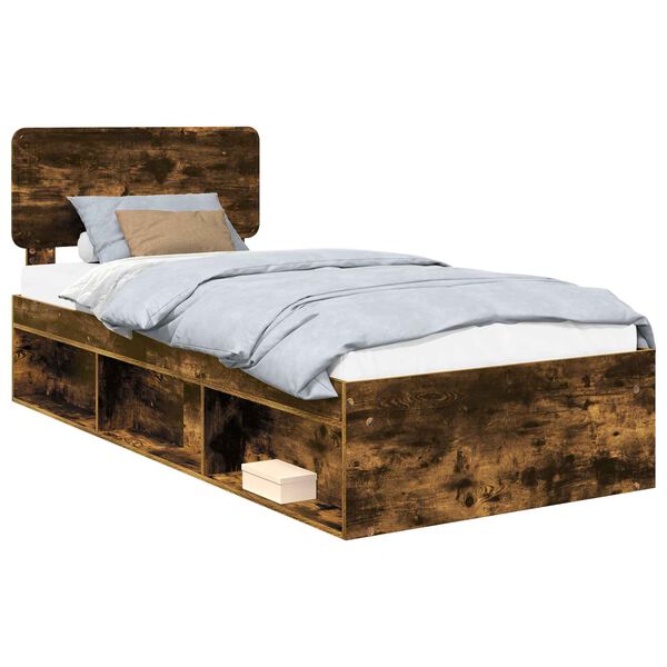 vidaXL Bettrahmen Ger&auml;ucherte Eiche 100 x 200 cm Massives Kiefernholz
