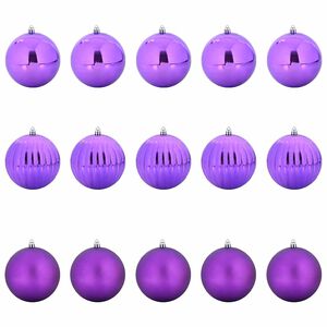 vidaXL Weihnachtsbaumkugel Set XL 15 stk. Lila &Oslash; 10 cm Kunststoff