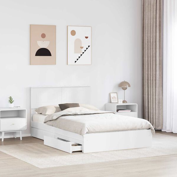 vidaXL Aufbewahrungsbett mit Kopfteil Wei&szlig; 120 x 190 cm Holzwerkstoff