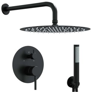 vidaXL Verdecktes Duschsystem (Rund) Schwarz Edelstahl 201