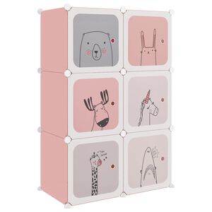 vidaXL Kinderschrank Modular mit 6 Würfeln Rosa PP