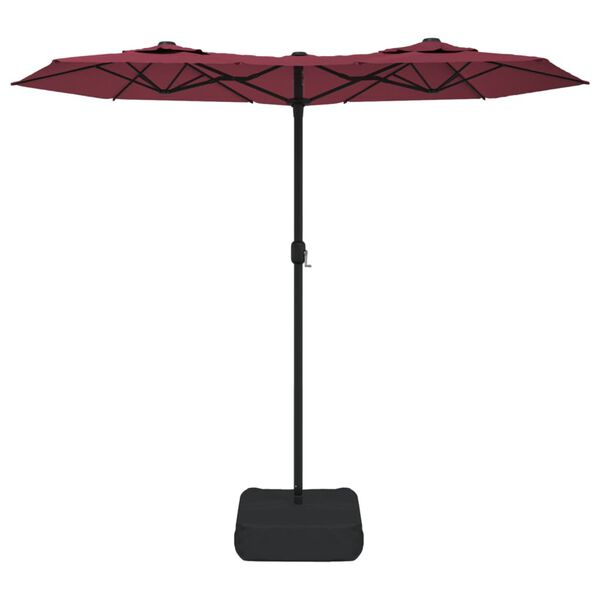 vidaXL Doppel-Sonnenschirm mit LED-Leuchten Bordeauxrot 316x145 cm