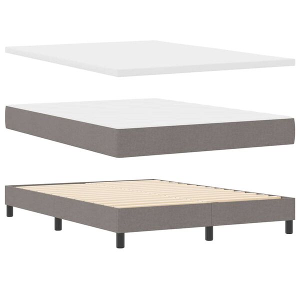 vidaXL Boxspringbett mit Matratze Taupe 140 x 190 cm Stoff