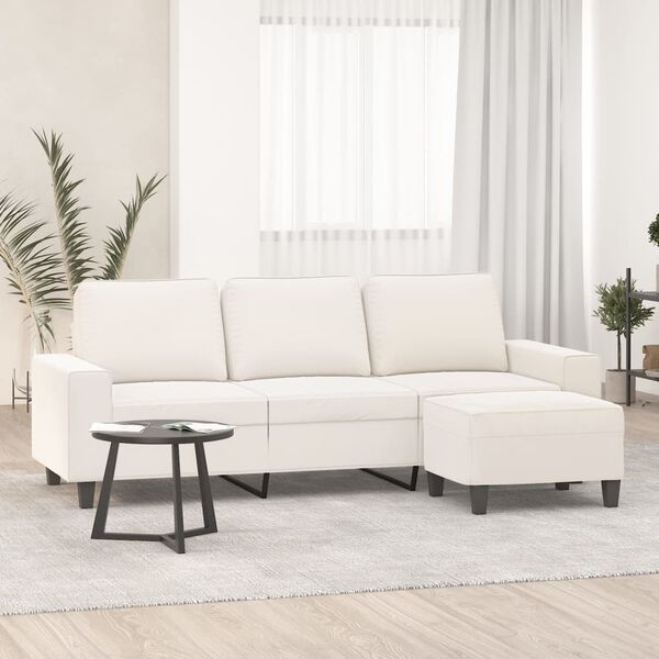 vidaXL 3-Sitzer-Sofa mit Hocker Beige 180 cm Mikrofasergewebe