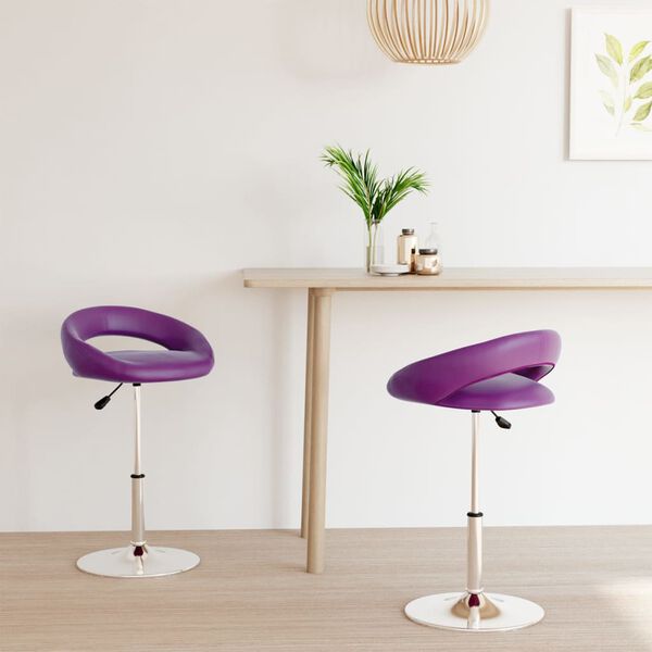 vidaXL Esszimmerst&uuml;hle 2 Stk. Drehbar Lila Kunstleder