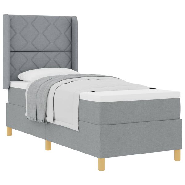 vidaXL Boxspringbett mit Matratze Hellgrau 80 x 200 cm Stoff