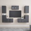 vidaXL 7-tlg. TV-Schrank-Set Hochglanz-Grau Holzwerkstoff