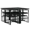 vidaXL 9-tlg. Garten-Essgruppe mit Kissen Schwarz Poly Rattan