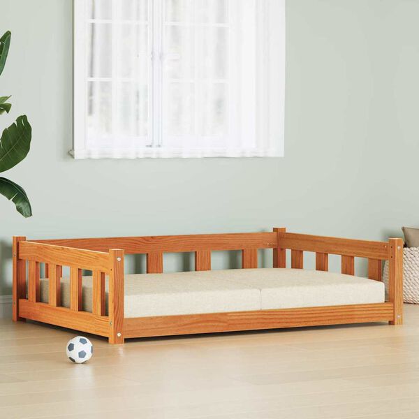 vidaXL Hundebett Wachsbraun 100 x 70 x 28 cm Massives Kiefernholz