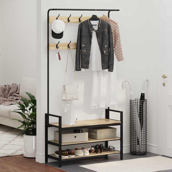 vidaXL Garderobenst&auml;nder Sonoma-Eiche 95 x 34 x 184 cm Holzwerkstoff
