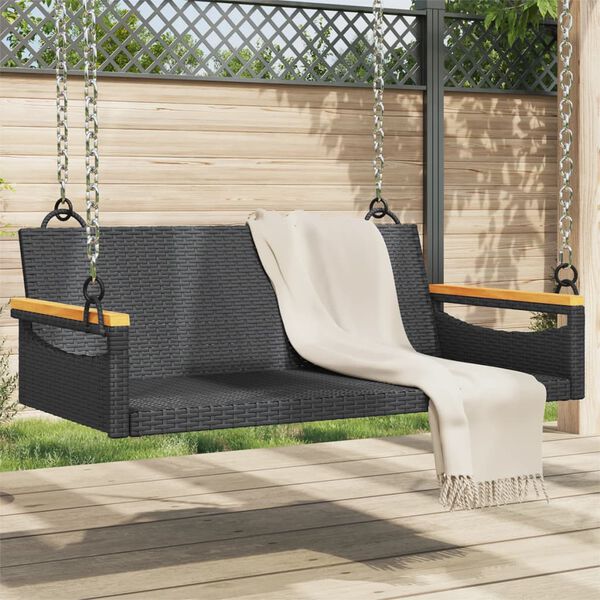 vidaXL H&auml;ngebank Schwarz 109x62x40 cm Poly Rattan