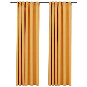 vidaXL Verdunkelungsvorh&auml;nge Haken Leinenoptik 2 Stk. Gelb 140x245cm