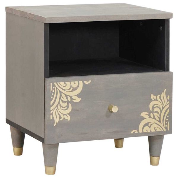 vidaXL Nachttisch mit Schubladen Grau 40 x 33 x 46 cm Massivholz Mango